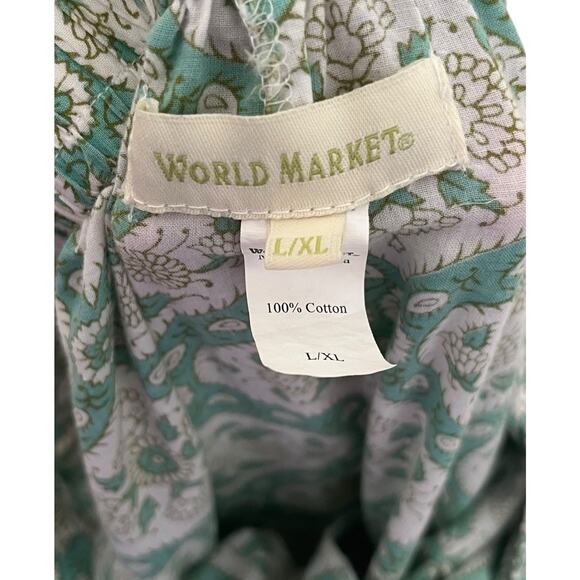 World Market | Green Boho Floral Lounge Sleep Pants L/XL Pajama Damask Hippie - Picture 6 of 6